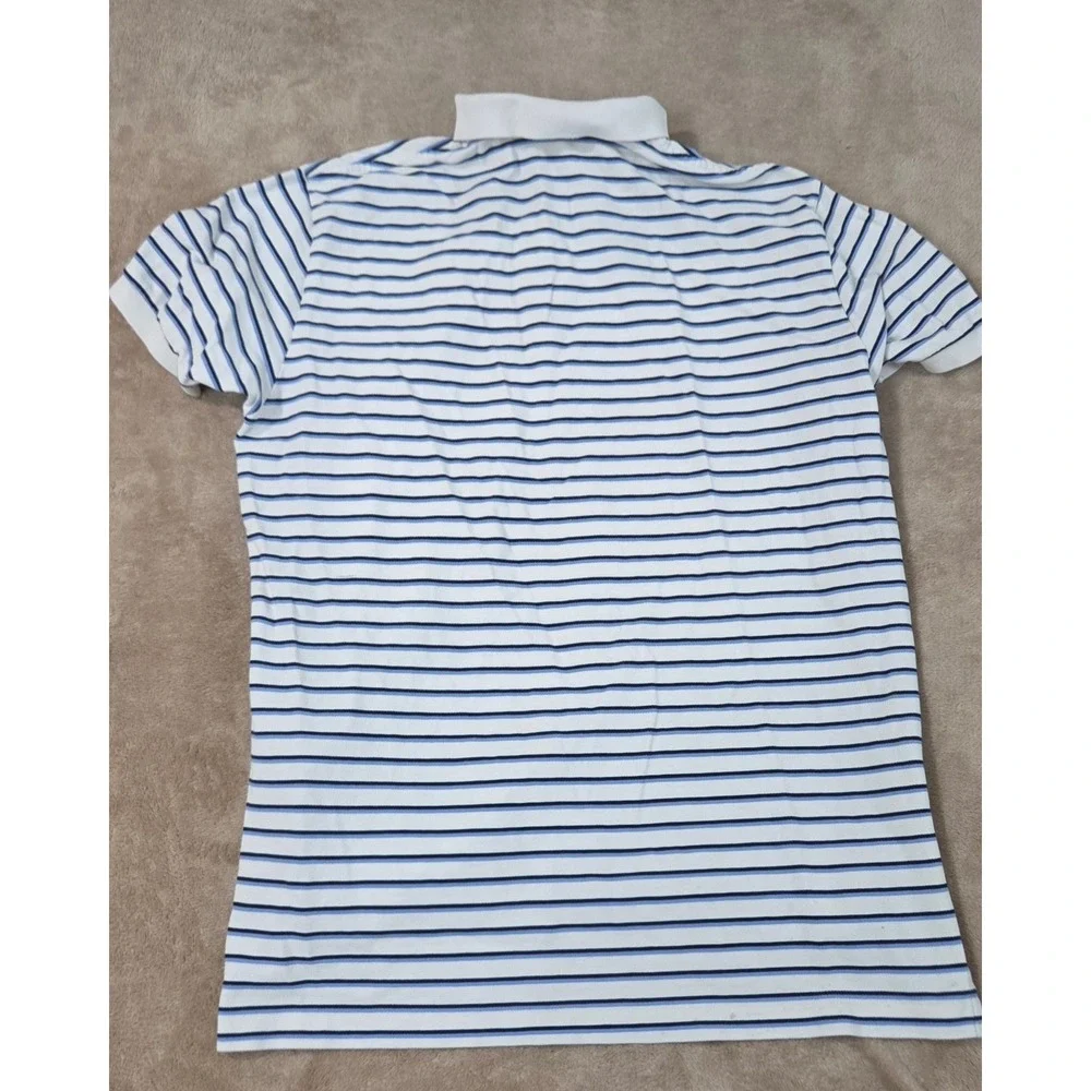 Vintage Polo Ralph Lauren Polo Shirt Mens size L white/Blue striped Cotton S/S